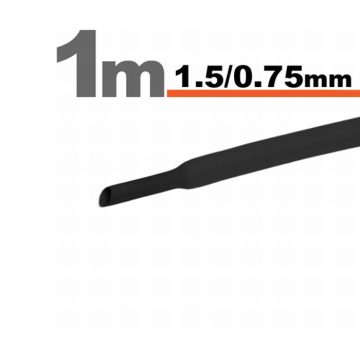 Zsugorcső (1,5/0,75mm) Fekete, 1m-es