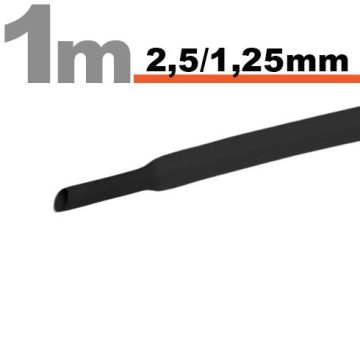 Zsugorcső (2,5/1,25mm) Fekete, 1m-es