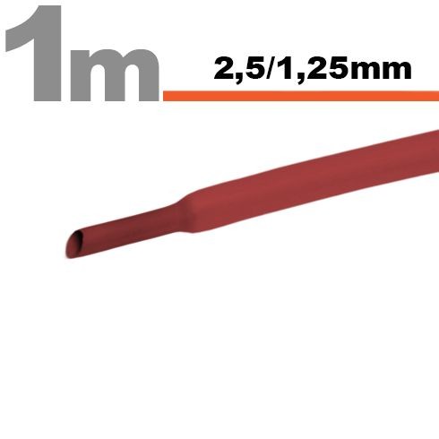 Zsugorcső (2,5/1,25mm) Piros, 1m-es