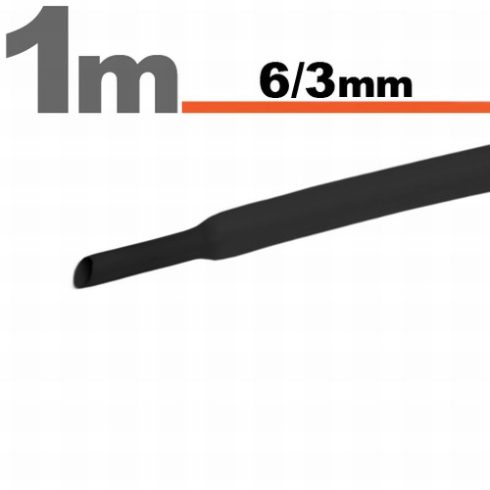 Zsugorcső (6/3mm) Fekete, 1m-es