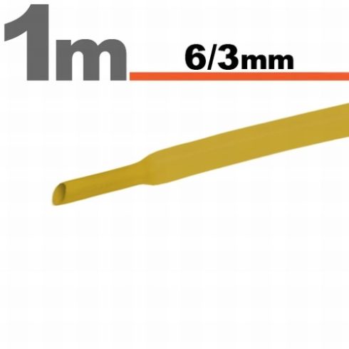 Zsugorcső (6/3mm) Sárga, 1m-es