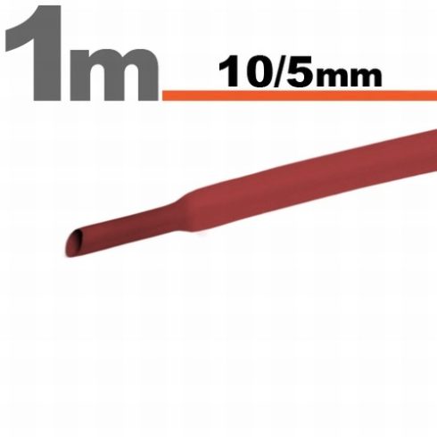 Zsugorcső (10/5mm) Piros, 1m-es