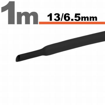 Zsugorcső (13/6,5mm) Fekete, 1m-es