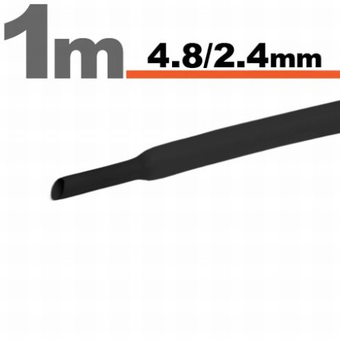 Zsugorcső (4,8/2,4mm) Fekete, 1m-es