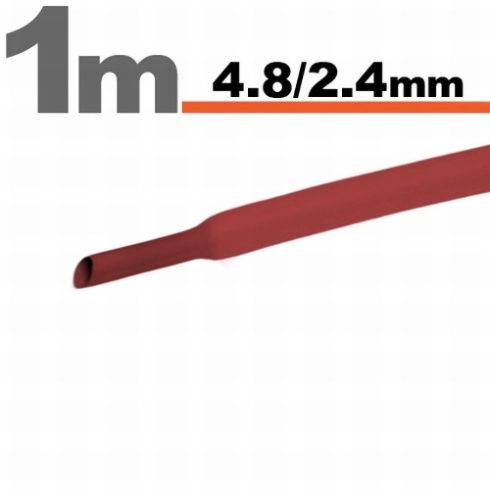 Zsugorcső (4,8/2,4mm) Piros, 1m-es