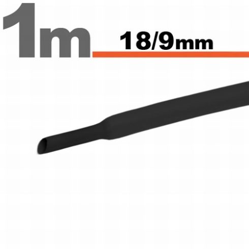 Zsugorcső (18/9mm) Fekete, 1m-es