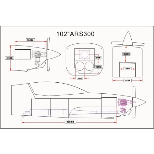 Skywing Rc ARS 300 V3 102" (2590 mm), Zöld/Fehér ARF Szett.