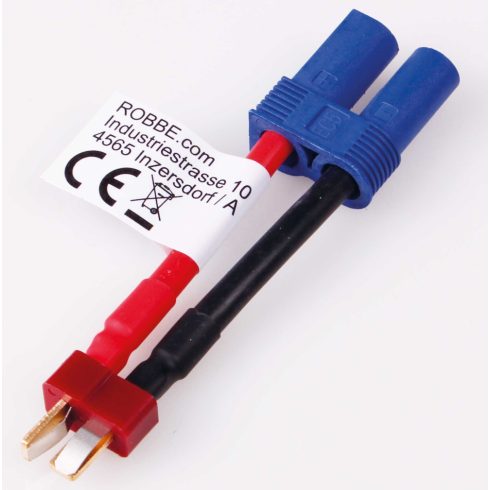 Robbe átalakító, Dean-T papá-ról EC5 mamár-ra, 30mm hossz 22AWG, 3,3mm2.