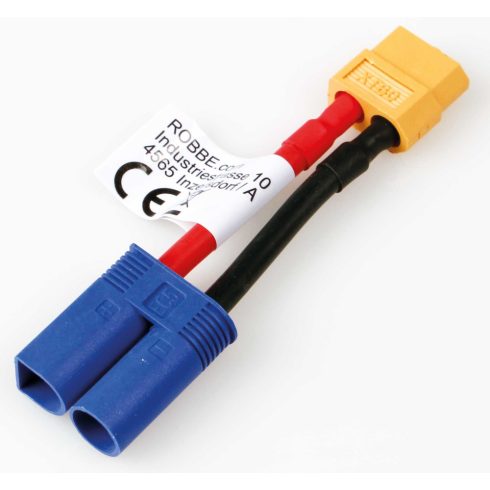 Robbe átalakító XT60 mama-ról EC5 pap-ra, 30mm hossz, 22AWG, 3,3mm2.