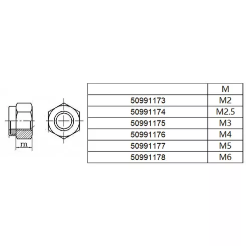 Robbe M2,5 Önzáró Anya, Rozsdamentes acél. (30db)