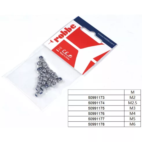 Robbe M2,5 Önzáró Anya, Rozsdamentes acél. (30db)