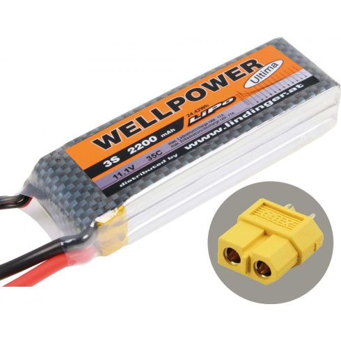 Wellpower Lipo Ultima 2200mAh, 3s (11,1V) 35/70C Akkumulátor, XT60 csatlakozó.