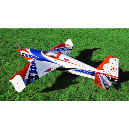 Extreme Flight Laser 74" V2 Piros/Fehér/Kék, Prined Séma, ARF Szett.