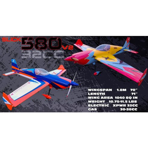 Extreme Flight Slick 580 70" V2 Sárga/Piros ARF Szett.
