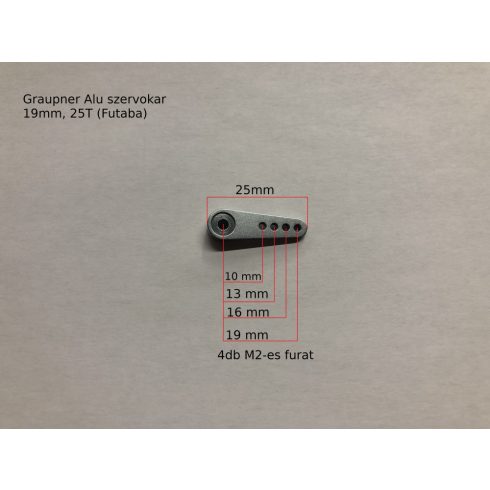 Graupner Alu szervokar 19mm, 25T (Futaba)