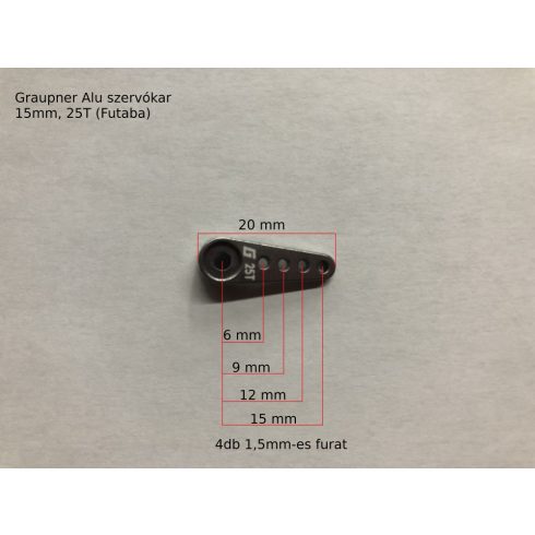 Graupner Alu szervókar 15mm, 25T (Futaba)
