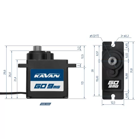 Kavan GO-9MG Digitális Fémfogas Mikro Szervo ( 0,11sec, 6V/2.2kg)