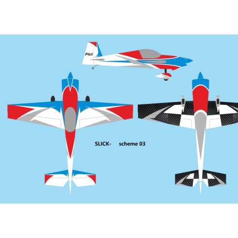 Pilot-RC Slick 103” (2,63 m) - színséma 03 (Fehér/Piros/Kék) ARF szett.
