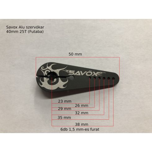 Savox Alu szervókar 38mm 25T (Futaba)