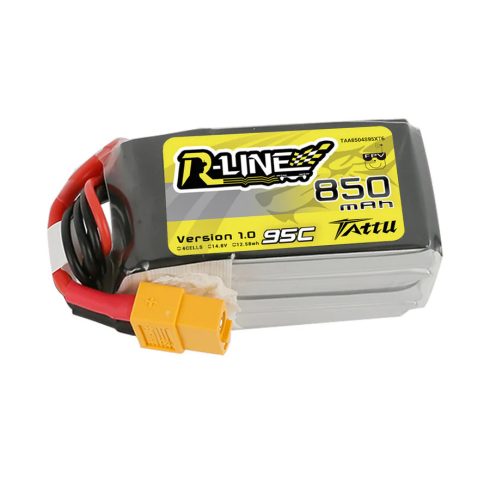 Tattu R-Line 850mAh 4S (14,8V) 95/190C Lipo Akkumulátor XT60 Csatlakozó.