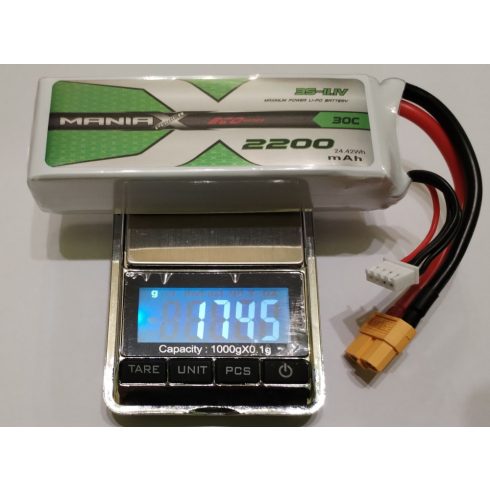 ManiaX Power LiPo 3S (11,1V) 2200mAh 30/60C Akkumulátor, XT60 csatlakozó.