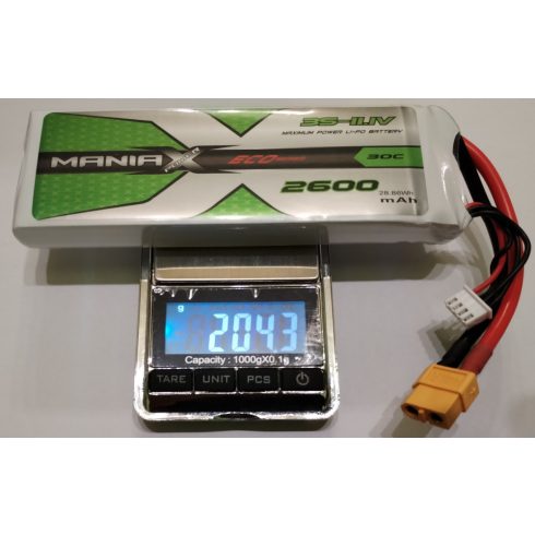 ManiaX Power LiPo 3S (11,1V) 2600mAh 30/60C Akkumulátor, XT60 csatlakozó.