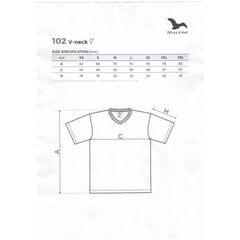 Malfini V-Neck-102 V-nyakú Flash-Rc Unisex póló több színben, több méretben